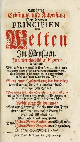 Cover for Eine kurtze Eröfnung und Anweisung der dreyen Principien und Welten im Menschen