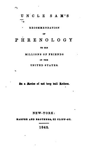 Cover for Uncle Sam's recommendation of phrenology to his millions of friends in the United States.