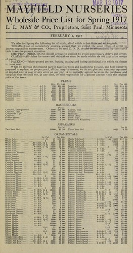 Cover for Wholesale price list for spring 1917
