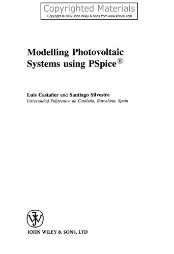 Cover for Modelling photovoltaic systems using PSpice