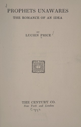 Cover for Prophets unawares