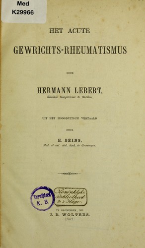 Cover for Het acute gewrichts-rheumatismus