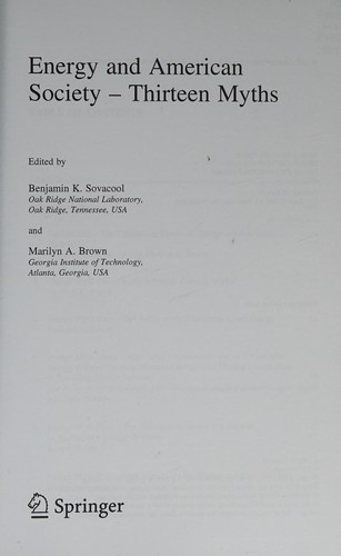 Cover for Energy and American Society - Thirteen Myths