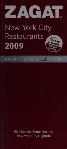 Cover for Zagat New York City restaurants 2009