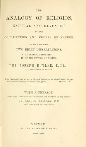Cover for works of the Right Reverend Father in God Joseph Butler