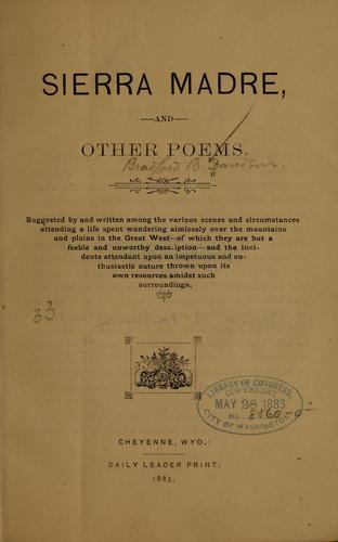 Cover for Sierra madre, and other poems
