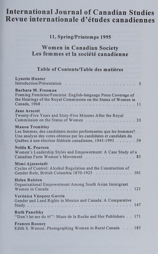 Cover for Women in Canadian society =