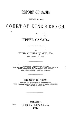 Cover for Report of cases decided in the Court of King's Bench of Upper Canada.