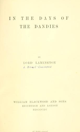 Cover for In the days of the dandies.