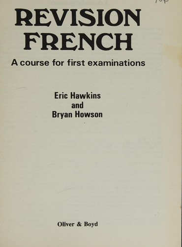 Cover for Revision French