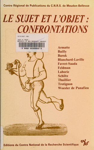 Cover for Le sujet et l'objet