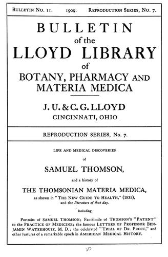 Cover for Life and medical discoveries of Samuel Thomson