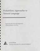 Cover for Probabilistic Approaches to Natural Language