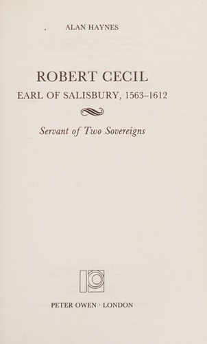 Cover for Robert Cecil Earl ofSalisbury, 1563-1612