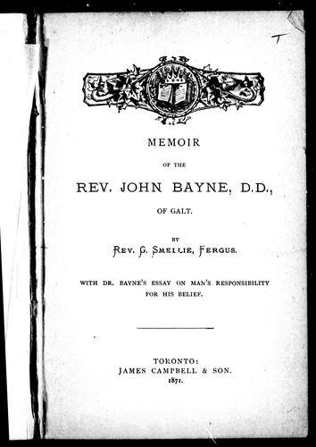 Cover for Memoir of the Rev. John Bayne, D.D., of Galt