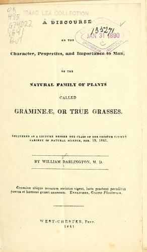 Cover for A discourse on the character, properties, and importance to man, of the natural family of plants called Gramineæ, or true grasses