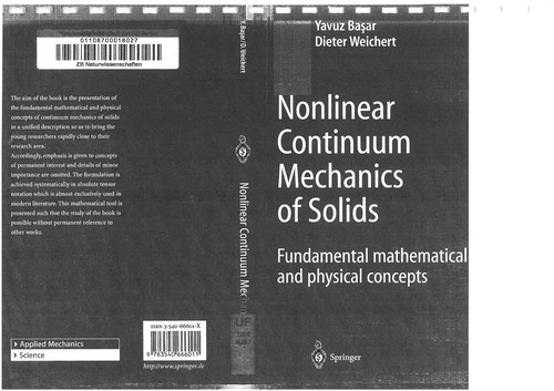 Cover for Nonlinear continuum mechanics of solids