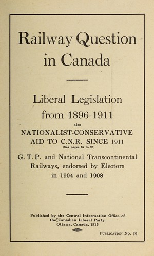 Cover for Railway question in Canada