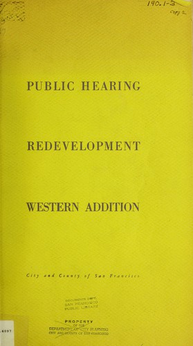 Cover for Public hearing on redevelopment of the Western Addition.