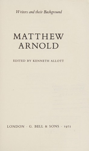 Cover for Matthew arnold