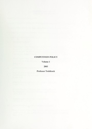 Cover for Competition policy
