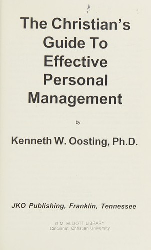 Cover for The Christian's Guide to Effective Personal Management