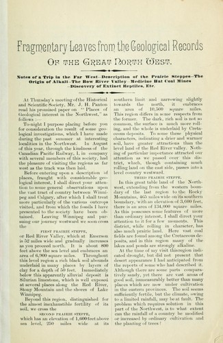 Cover for Fragmentary leaves from the geological records of the great Northwest
