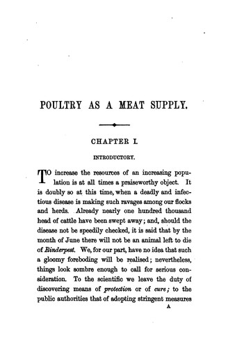 Cover for Poultry as a meat supply: hints to hen-wives, by the author of the 'Poultry kalendar'.