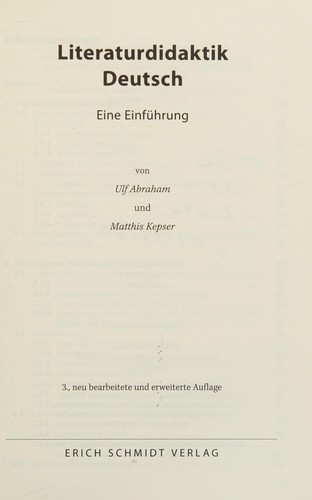 Cover for Literaturdidaktik Deutsch