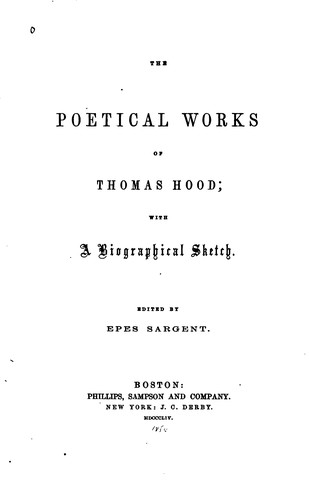 Cover for The Poetical Works of Thomas Hood, with a Biographical Sketch