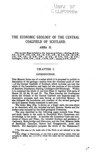 Cover for The Economic Geology of the Central Coalfield of Scotland: Description of ...