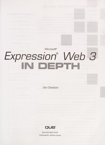 Cover for Microsoft Expression Web 3 in depth