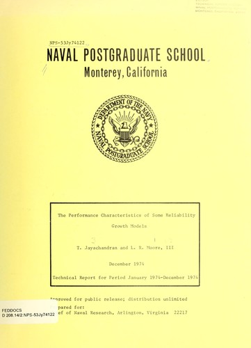 Cover for The performance characteristics of some reliability growth models
