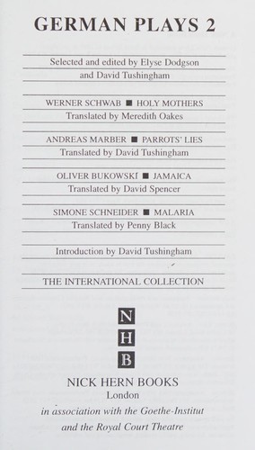 Cover for German plays 2