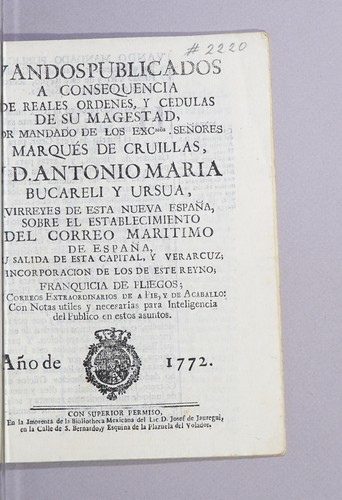 Cover for Vandos publicados a consequencia de reales ordenes, y cedulas de Su Magestad