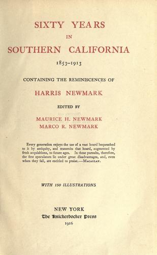 Cover for Sixty years in Southern California, 1853-1913