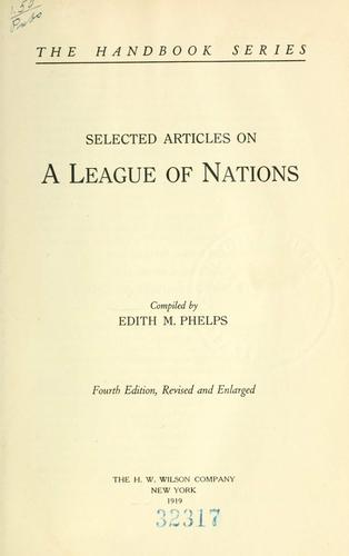 Cover for Selected articles on a league of nations