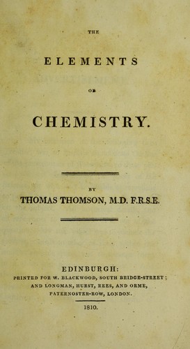 Cover for The elements of chemistry
