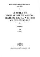 Cover for Le sūtra de Vimalakīrti en mongol