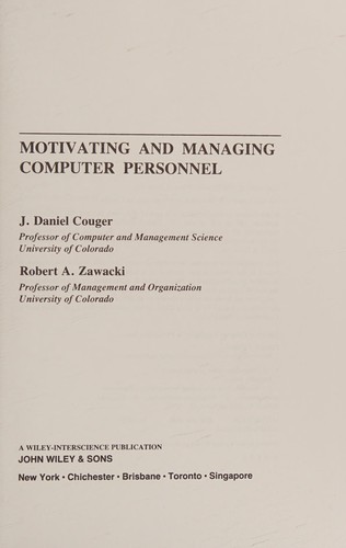 Cover for Motivating and managing computer personnel