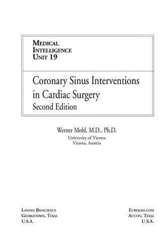 Cover for Coronary sinus interventions in cardiac surgery