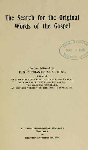 Cover for The search for the original words of the Gospel