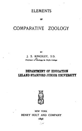 Cover for Elements of comparative zoology.