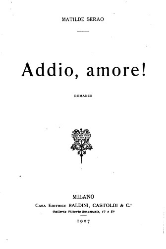 Cover for Addio, amore!: Romanzo