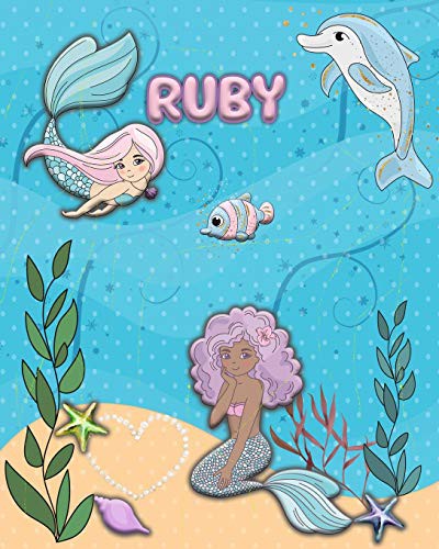 Cover for Handwriting Practice 120 Page Mermaid Pals Book Ruby