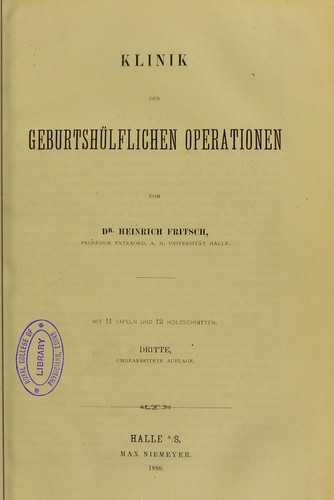 Cover for Klinik der geburtsh©ơlflichen Operationen