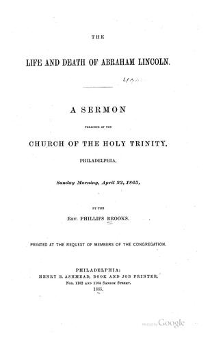 Cover for The life and death of Abraham Lincoln