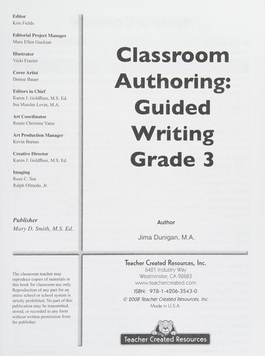 Cover for Classroom Authoring, Grade 3.