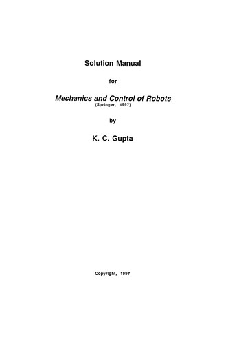 Cover for Solution Manual for Mechanics and Control of Robots