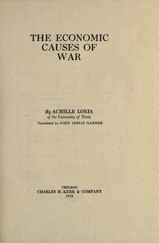 Cover for The economic causes of war